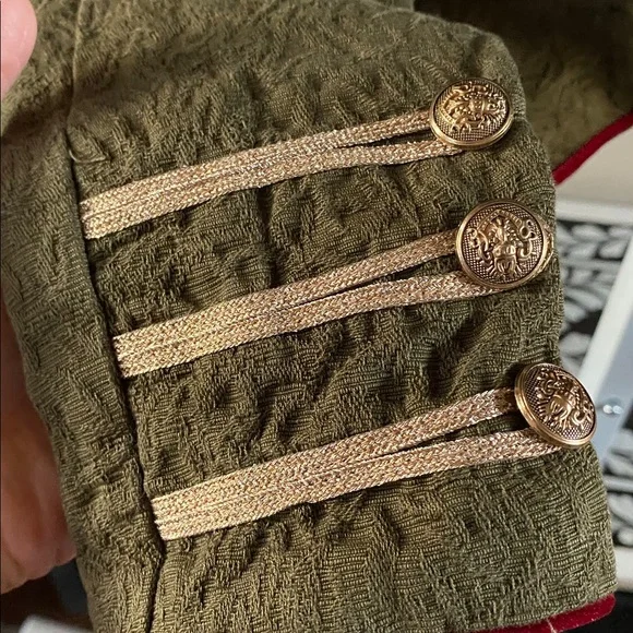 Free People Lauren Band Jacket Military Embroidered Gold Open Front - Picture 8 of 9